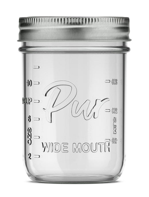 Pur Mason Wide Mouth Canning Glass Jar with Lid & Band, 16-oz/473-mL, 12-pk
