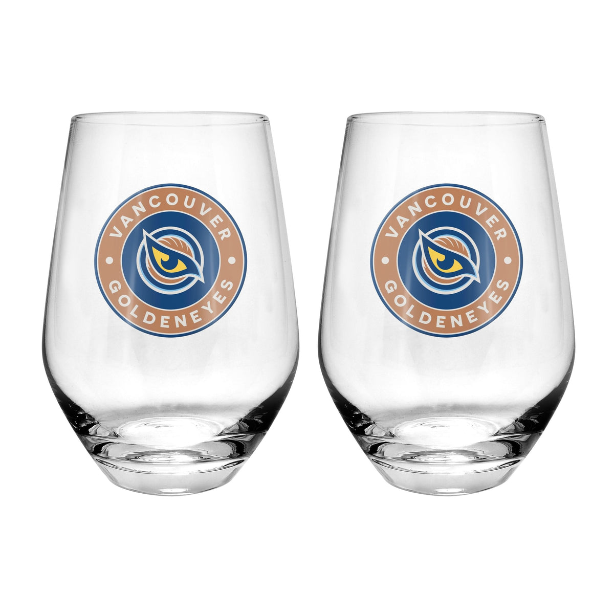 PWHL Vancouver Goldeneyes Stemless Wine Glass, 19-oz, 2-pk