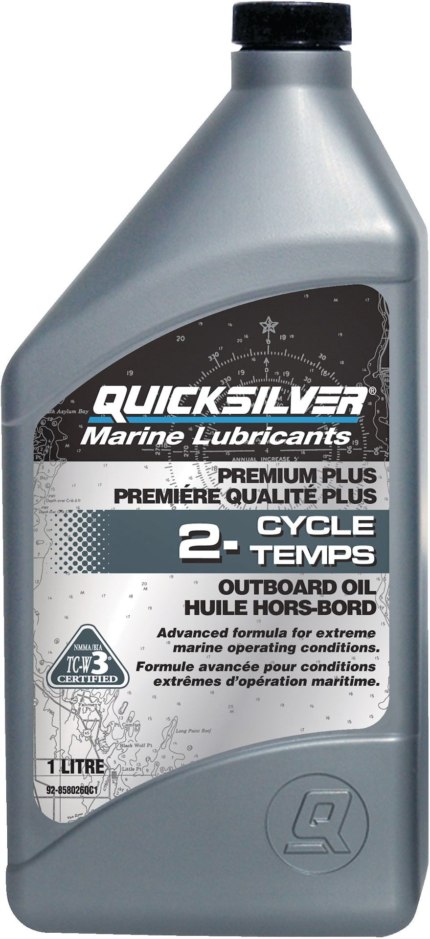 Quicksilver 2-Stroke Premium Plus Marine Outboard Oil, 1-L