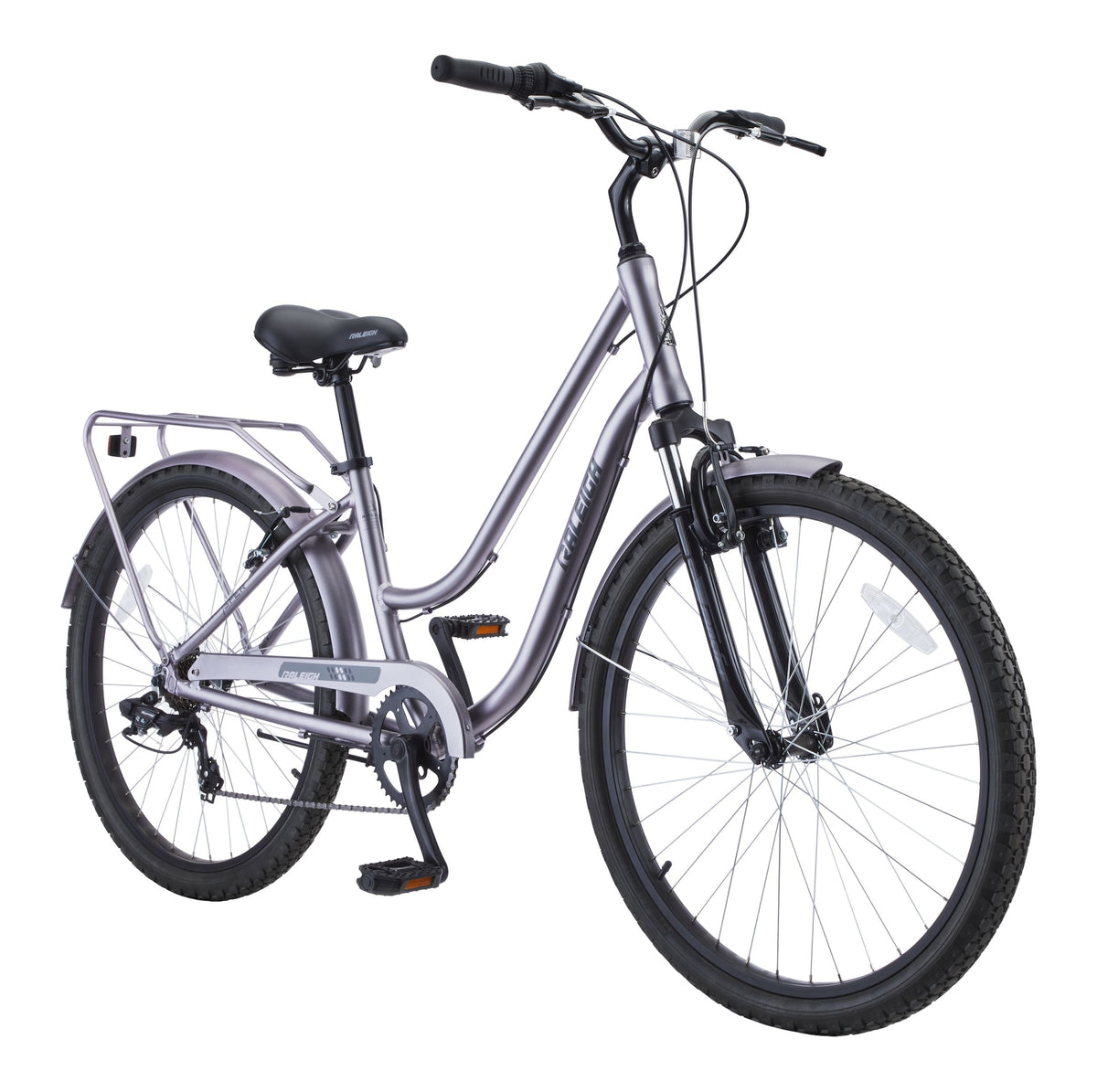 Raleigh Campus Comfort Bike, Alloy V-brakes, 26-in, Silver