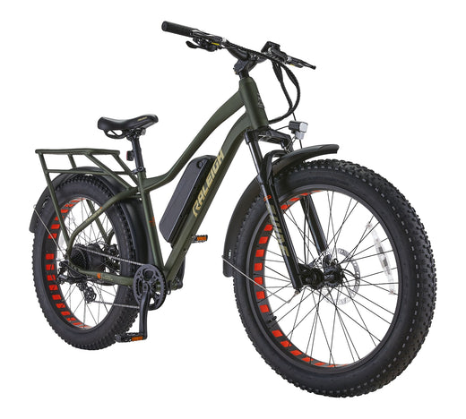 Raleigh Quanta All-Terrain Lightweight Electric Bicycle with Front & Rear Lights, 26-in Wheel, Green