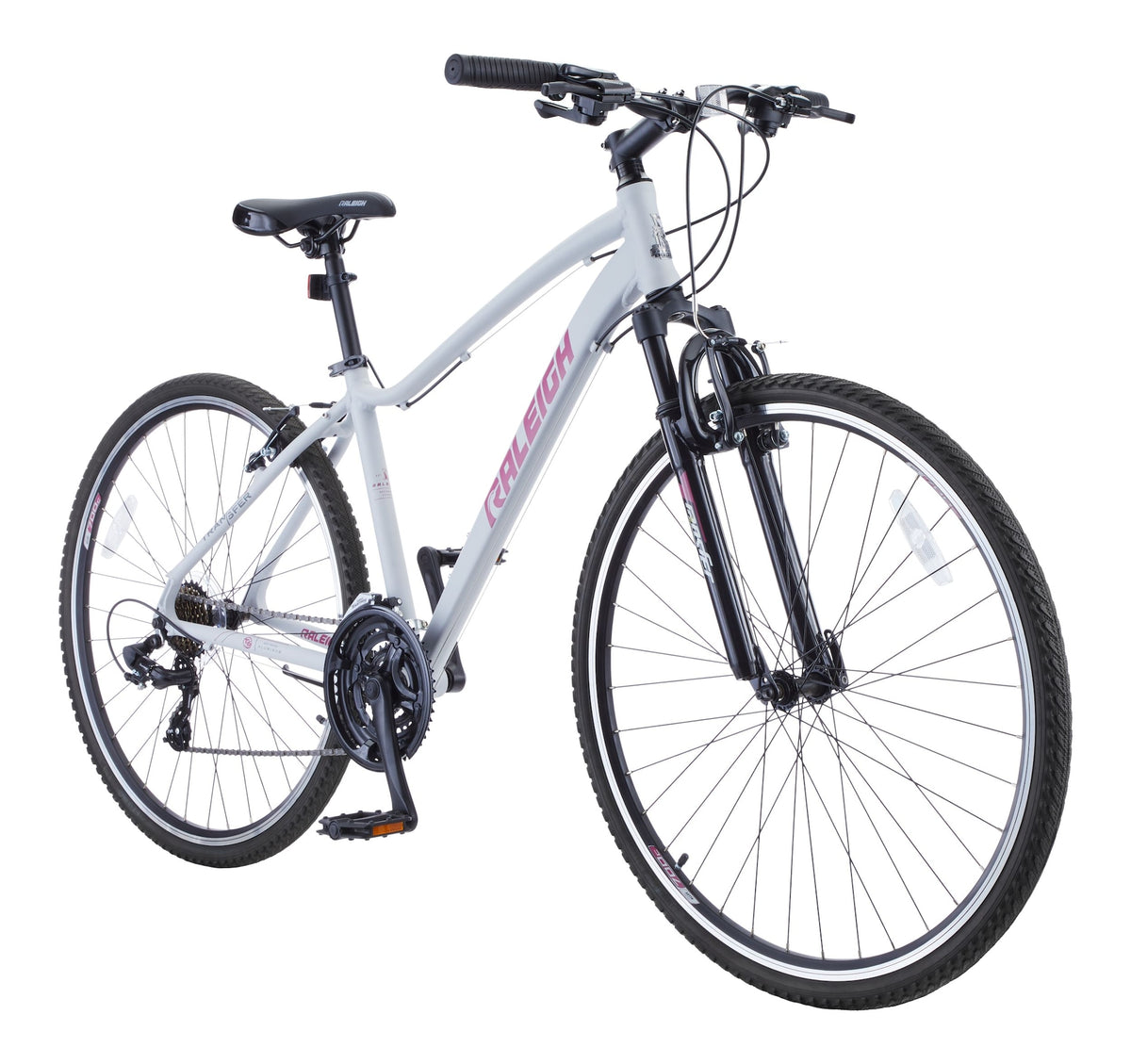 Raleigh Route Hybrid Bike with Alloy V-brakes, 700C, 21-Speed, White