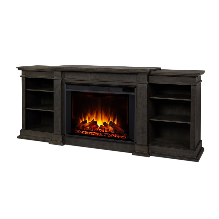 Real Flame Eliot Grand Entertainment VividFlame Electric Fireplace TV Stand, 1500W, Includes Remote Control & Firebox, Antique Grey