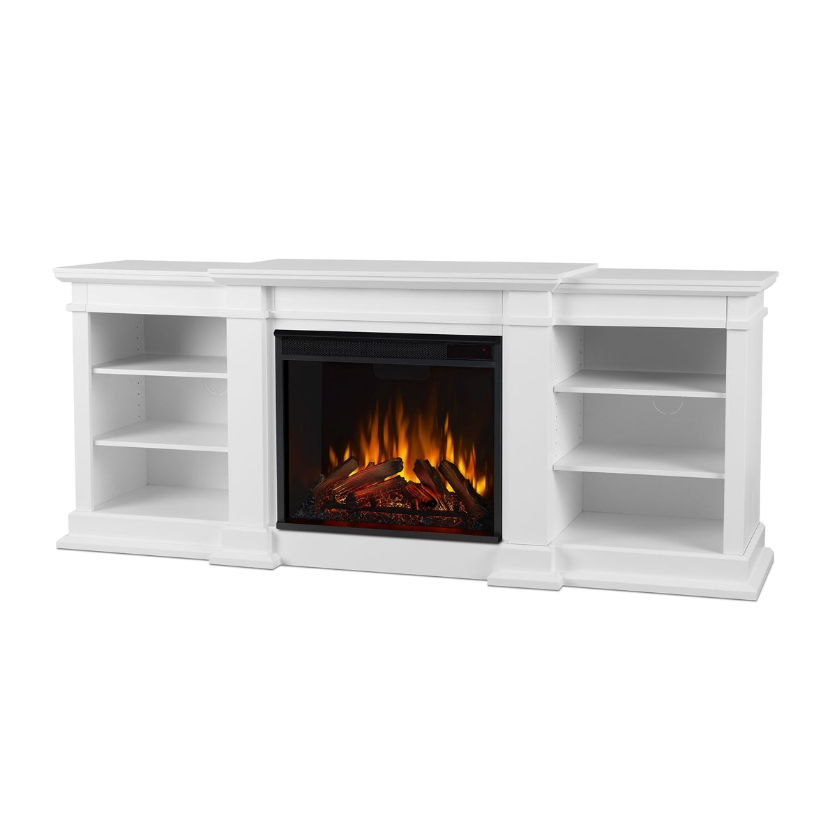 Real Flame Fresno Electric Media Indoor Electric Fireplace TV Stand, 72-in, 1500W, White