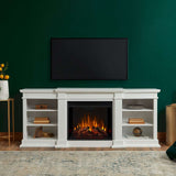Real Flame Fresno Electric Media Indoor Electric Fireplace TV Stand, 72-in, 1500W, White image 7