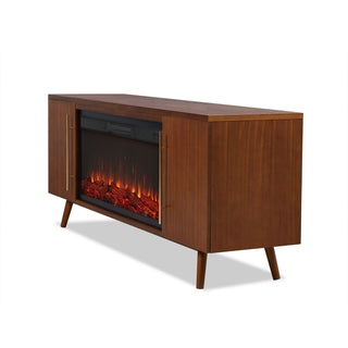 Real Flame Morris Media Indoor Electric Fireplace TV Stand, 72-in, 1500W, Includes Remote Control & Firebox, Vintage Black Maple