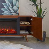 Real Flame Morris Media Indoor Electric Fireplace TV Stand, 72-in, 1500W, Includes Remote Control & Firebox, Vintage Black Maple image 2