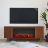 Real Flame Morris Media Indoor Electric Fireplace TV Stand, 72-in, 1500W, Includes Remote Control & Firebox, Vintage Black Maple image 3