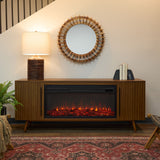 Real Flame Morris Media Indoor Electric Fireplace TV Stand, 72-in, 1500W, Includes Remote Control & Firebox, Vintage Black Maple image 4