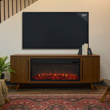 Real Flame Morris Media Indoor Electric Fireplace TV Stand, 72-in, 1500W, Includes Remote Control & Firebox, Vintage Black Maple image 5