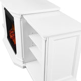 Real Flame Valmont Media Indoor Electric Fireplace TV Stand, 74-in, 1500W, Includes Remote Control & Firebox, White image 3
