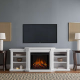 Real Flame Valmont Media Indoor Electric Fireplace TV Stand, 74-in, 1500W, Includes Remote Control & Firebox, White image 4