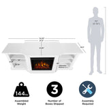 Real Flame Valmont Media Indoor Electric Fireplace TV Stand, 74-in, 1500W, Includes Remote Control & Firebox, White image 6