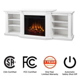 Real Flame Valmont Media Indoor Electric Fireplace TV Stand, 74-in, 1500W, Includes Remote Control & Firebox, White image 7