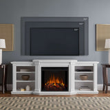 Real Flame Valmont Media Indoor Electric Fireplace TV Stand, 74-in, 1500W, Includes Remote Control & Firebox, White image 8