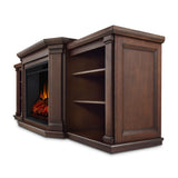 Real Flame Valmont Media Indoor Electric Fireplace TV Stand, 74-in, 1500W, Includes Remote Control & Firebox, Chestnut Oak image 2