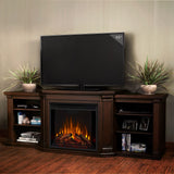 Real Flame Valmont Media Indoor Electric Fireplace TV Stand, 74-in, 1500W, Includes Remote Control & Firebox, Chestnut Oak image 5