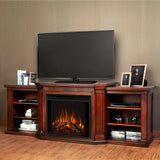 Real Flame Valmont Media Indoor Electric Fireplace TV Stand, 74-in, 1500W, Includes Remote Control & Firebox, Dark Mahogany image 4