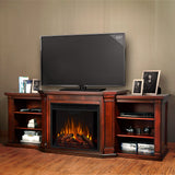 Real Flame Valmont Media Indoor Electric Fireplace TV Stand, 74-in, 1500W, Includes Remote Control & Firebox, Dark Mahogany image 5