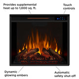 Real Flame Valmont Media Indoor Electric Fireplace TV Stand, 74-in, 1500W, Includes Remote Control & Firebox, Dark Mahogany image 8
