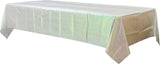 Rectangle Plastic Reusable Table Cover, Opalescent White,54x102-in, for Bachelorette/Bridal Shower/Mother's Day/Baby Shower