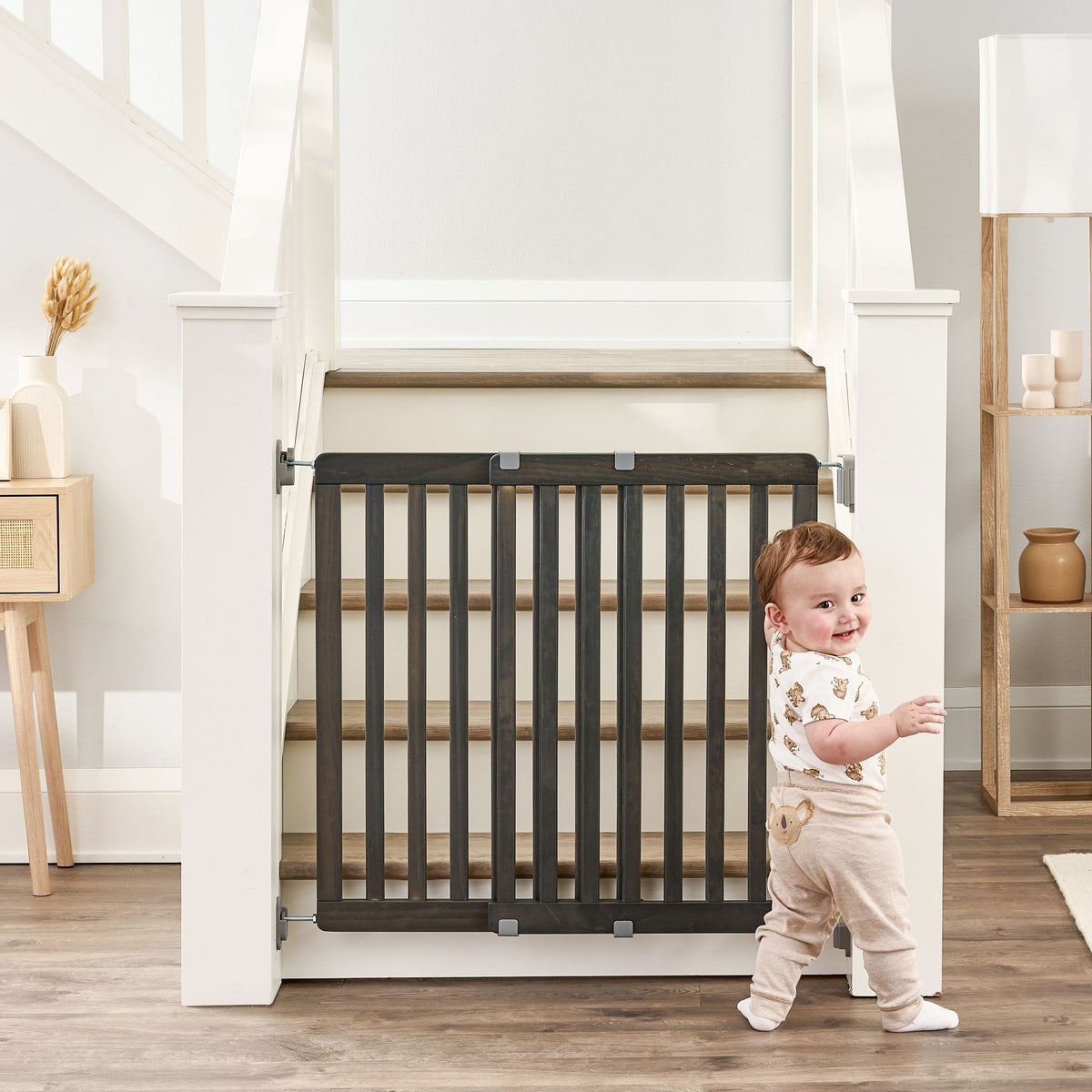 Regalo Wooden Top of Stairs Baby Gate