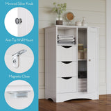 RiverRidge Home Ashland Single Door Bathroom & Laundry Storage Cabinet with 3 Drawers, Open Cubby & Adjustable Shelf, White image 4