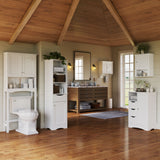 RiverRidge Home Ashland Single Door Bathroom & Laundry Storage Cabinet with 3 Drawers, Open Cubby & Adjustable Shelf, White image 6