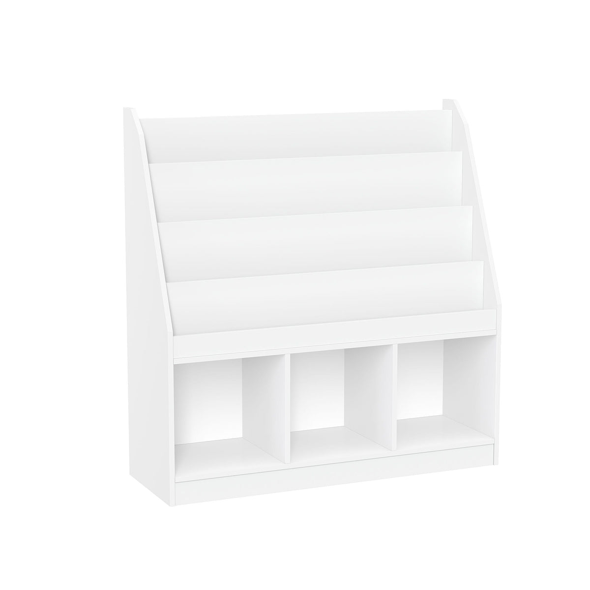RiverRidge Home Kids' Playroom Bookrack with 3 Toy Organizer Cubbies & 4 Book Shelves, White