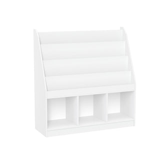 RiverRidge Home Kids' Playroom Bookrack with 3 Toy Organizer Cubbies & 4 Book Shelves, White