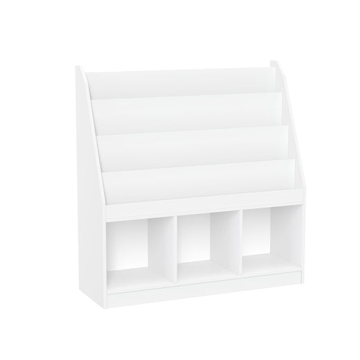 RiverRidge Home Kids' Playroom Bookrack with 3 Toy Organizer Cubbies & 4 Book Shelves, White