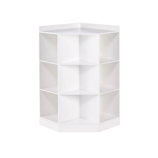 RiverRidge Home Kids' Playroom Corner Cabinet with 6 Toy Storage Cubbies & 3 Shelves, White