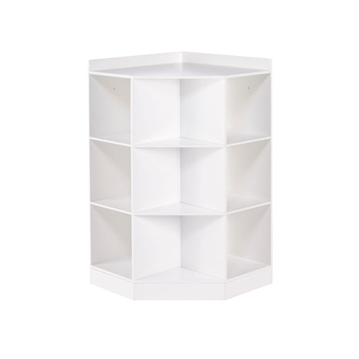 RiverRidge Home Kids' Playroom Corner Cabinet with 6 Toy Storage Cubbies & 3 Shelves, White