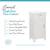 RiverRidge Home Somerset Single Door Bathroom & Laundry Storage Cabinet with Drawer & Adjustable Shelf, White image 4
