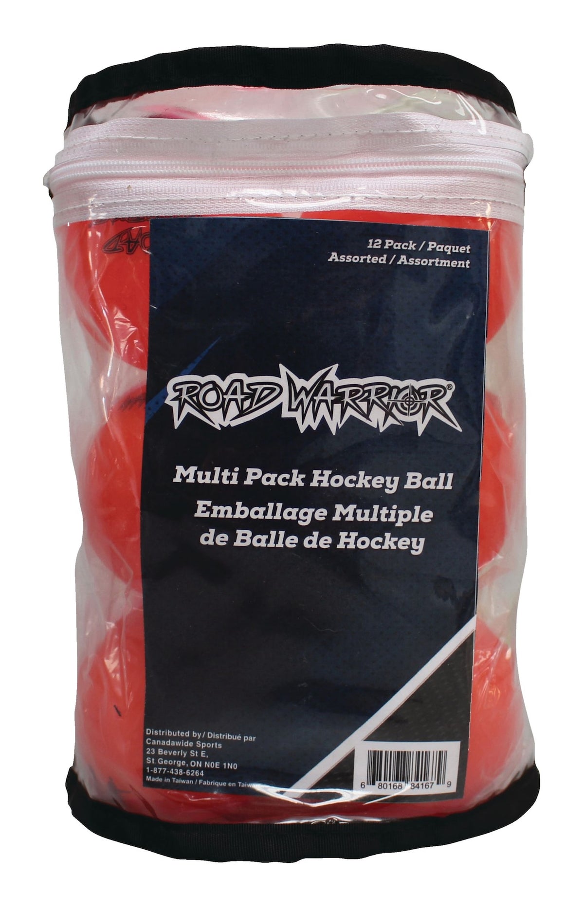 Road Warrior Street Hockey Balls, Assorted Colours, 12-pk