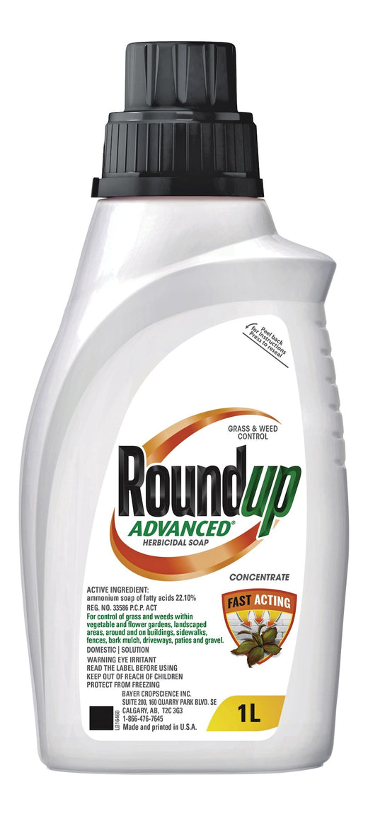 RoundUp Concentrate Advanced Grass & Weed Control/Killer, Herbicidal Soap, 1-L