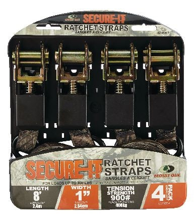 RPS Ratchet Tie-Down Straps, 1-in x 8-ft (2.54 cm x 2.4 m), 4-pk