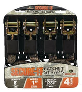 RPS Ratchet Tie-Down Straps, 1-in x 8-ft (2.54 cm x 2.4 m), 4-pk