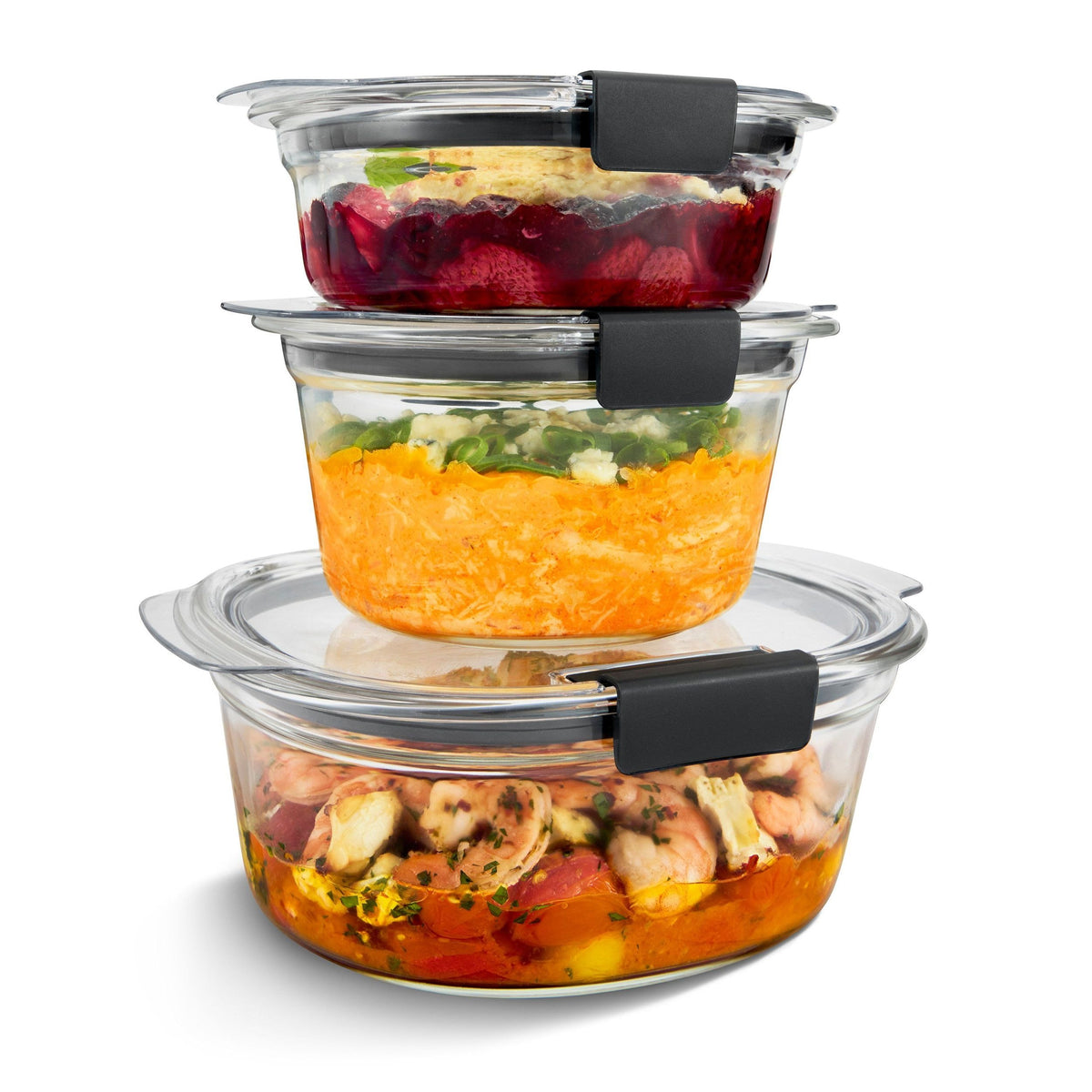 Rubbermaid Brilliance Stainshield Glass Round Food Storage Container Set, 6-pc