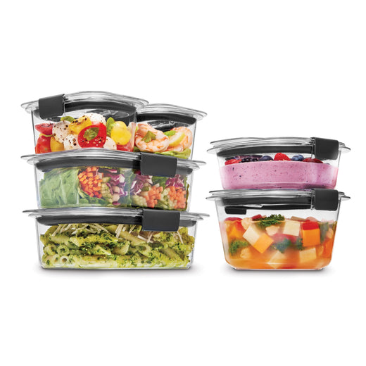 Rubbermaid Brilliance Stainshield Mixed Plastic Food Storage Container, 12-pc