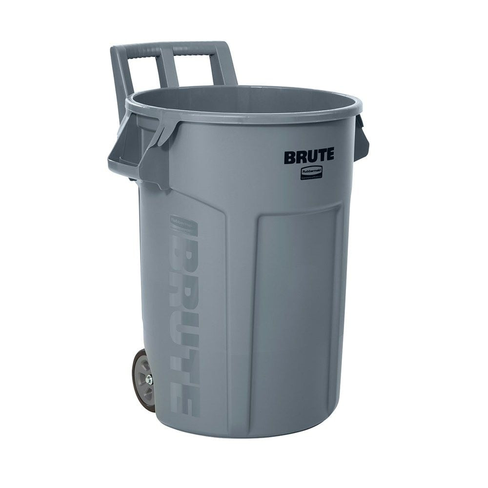 Rubbermaid Commercial Wheeled Brute Circular Outdoor Garbage Can, Grey, 121-L