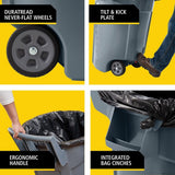 Rubbermaid Commercial Wheeled Brute Circular Outdoor Garbage Can, Grey, 121-L image 6