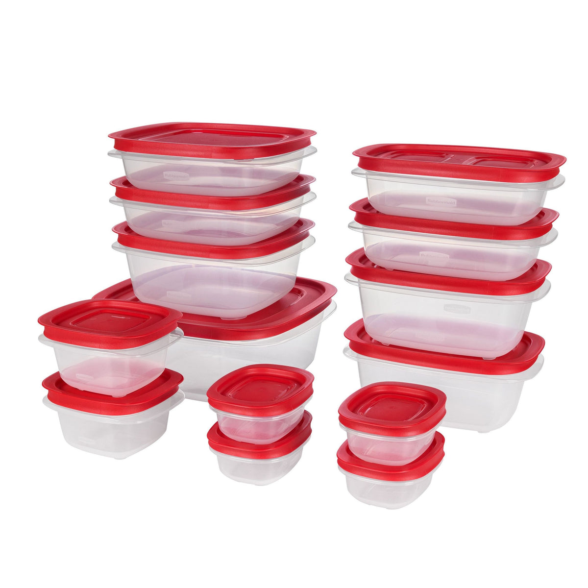 Rubbermaid Easy Store Rectangular Plastic Food Storage Container Set, Microwave and Freezer Safe, 28-pc