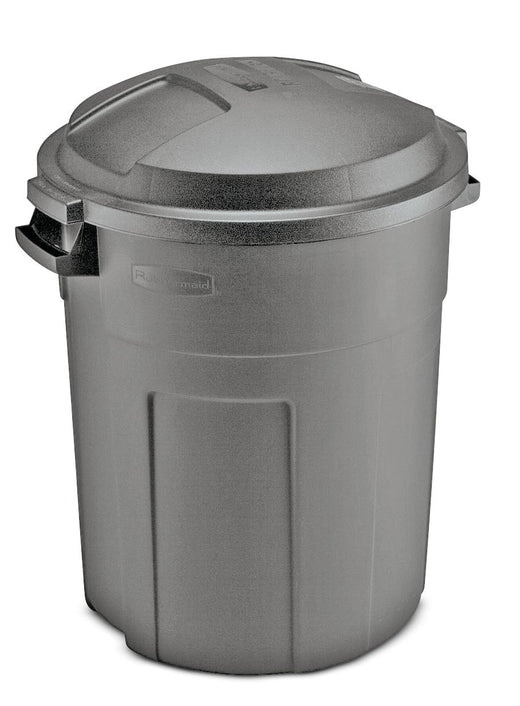 Rubbermaid Heavy-Duty Plastic Circular Garbage Can, Black, 75.7-L