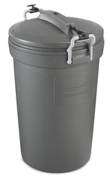 Rubbermaid Plastic Circular Animal Stopper Garbage Can, Grey, 121-L image 2