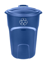 Rubbermaid Plastic Circular Wheeled Recycling Blue Box with Handle, 121-L