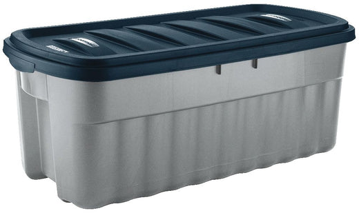 Rubbermaid Roughneck Jumbo Storage Box with Lid, 189-L, Grey/Blue