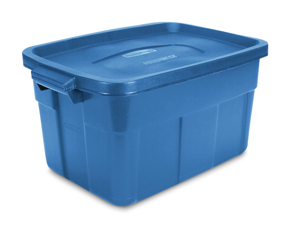 Rubbermaid Roughneck Stackable Storage Box with Lid, 53-L, Blue