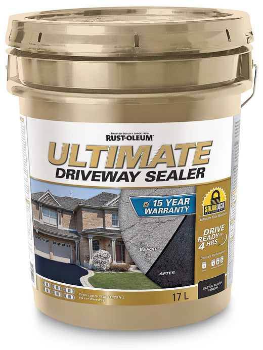 Rust-Oleum 15-Year Ultimate Asphalt Driveway Sealer, 1000 sq. ft Coverage, Ultra Black, 17-L