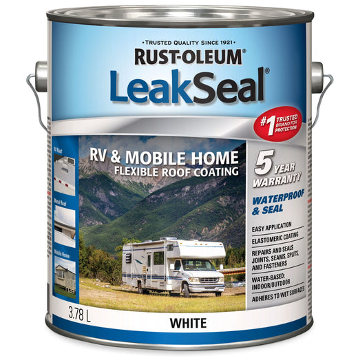 Rust-Oleum LeakSeal Waterproof Mobile Home & RV Roof Sealant / Coating, White, 3.78-L